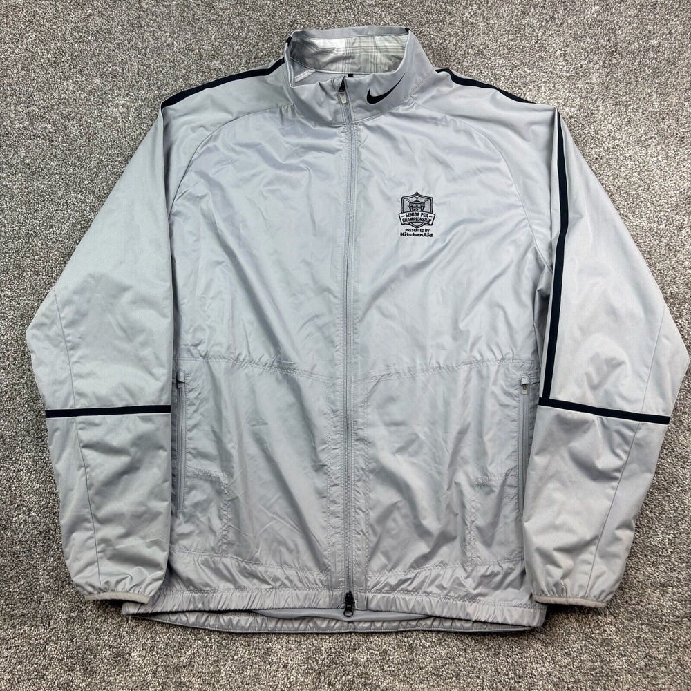 Nike Golf Jacket Mens XL Gray Performance Senior PGA Tour Full Zip Windbreaker